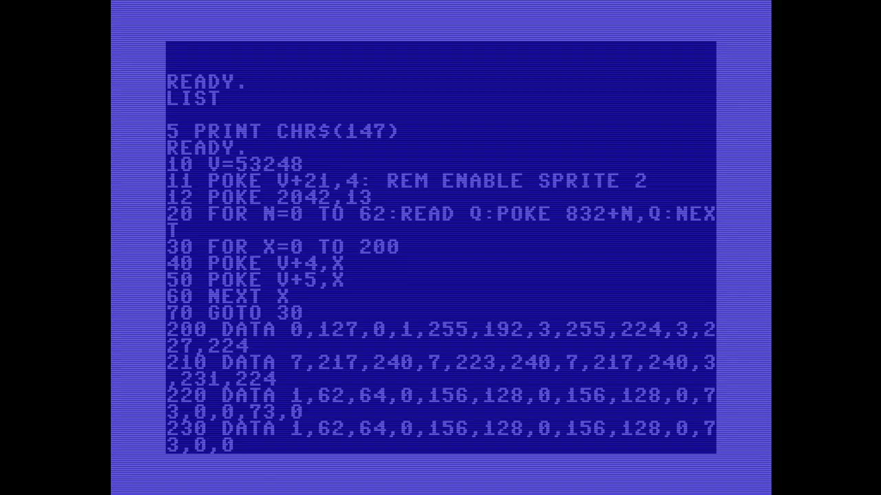 Basic Sprite Graphics Demo from User Manual - Commodore 64