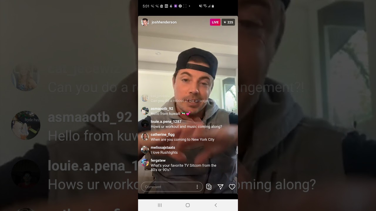 Josh Henderson (actor/singer/songwriter/model) - instagram live from Sunday, April 26th, 2020