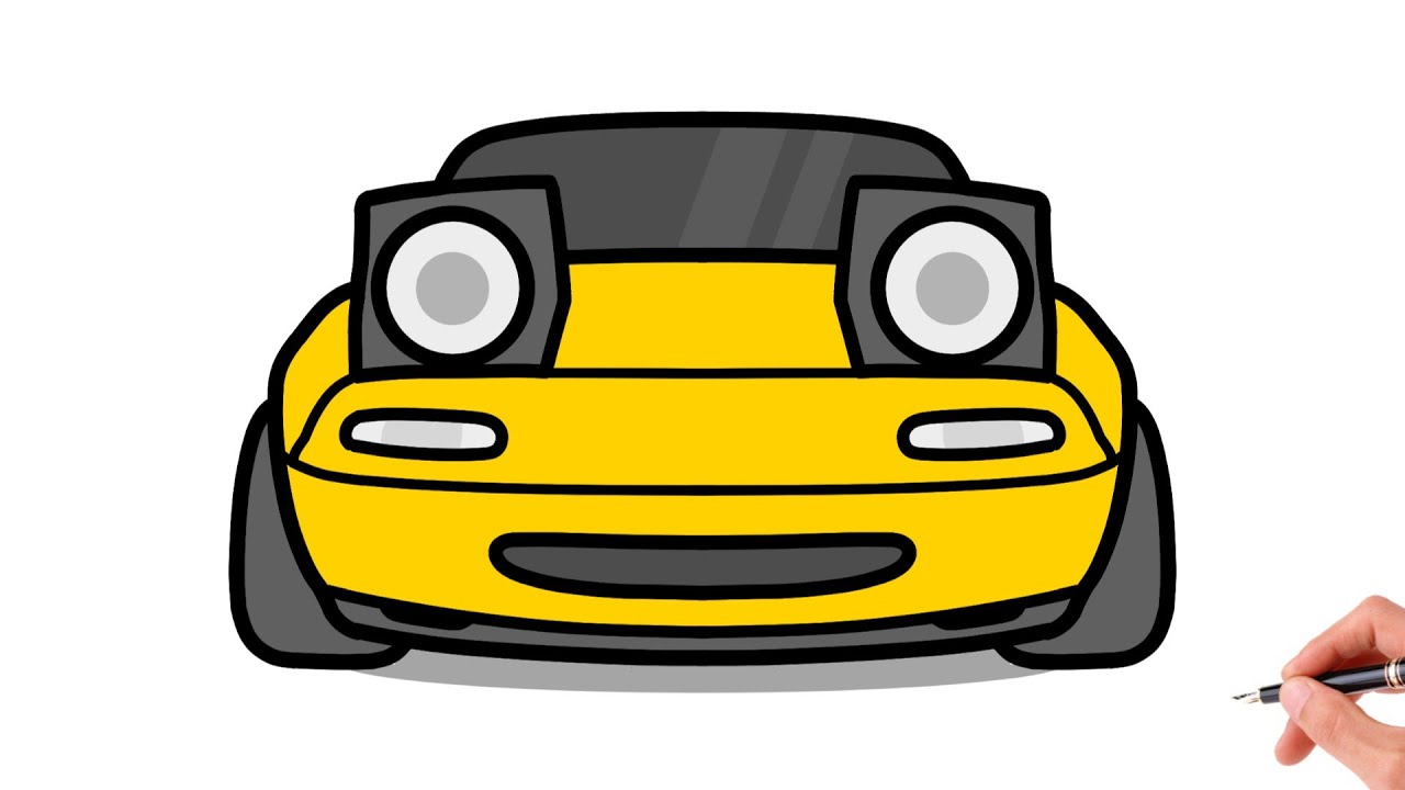How to draw a MAZDA MX-5 MIATA 1989 front view / drawing draw mini cars profile photo step by step