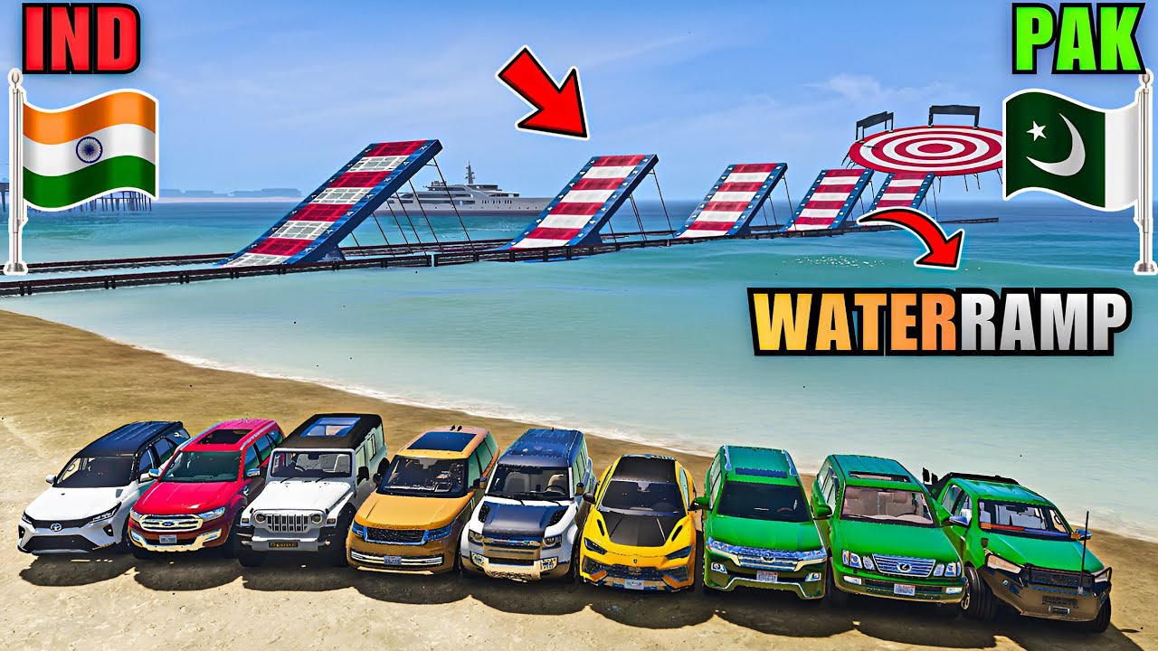 GTA 5 INDIA VS PAKISTAN VS LUXURY SUV CARS VS WATER RAMP CHALLENGE | Gta 5 Gameplay