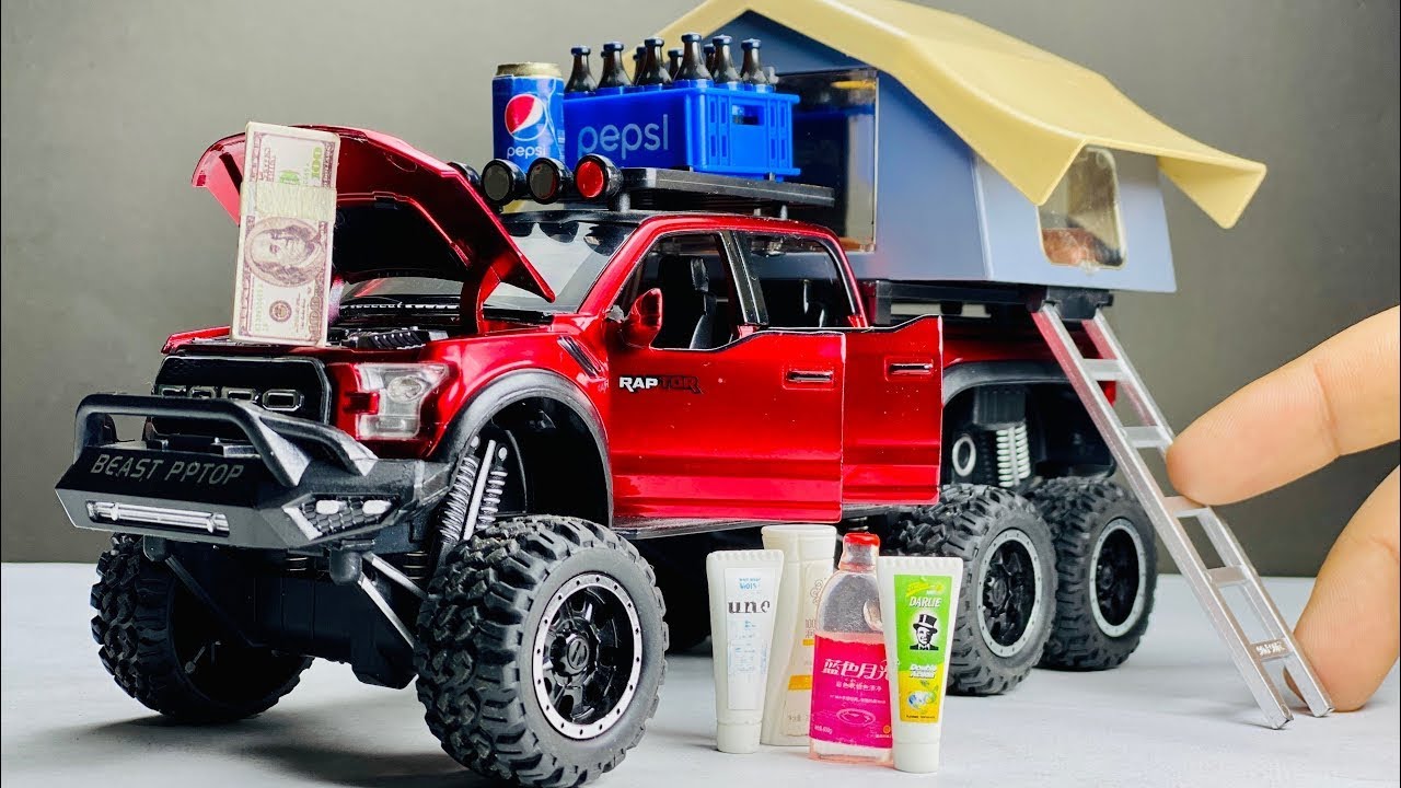 Unboxing Most Realistic Ford Raptor 6X6 Off Roading CampingTruck Diecast Model Car