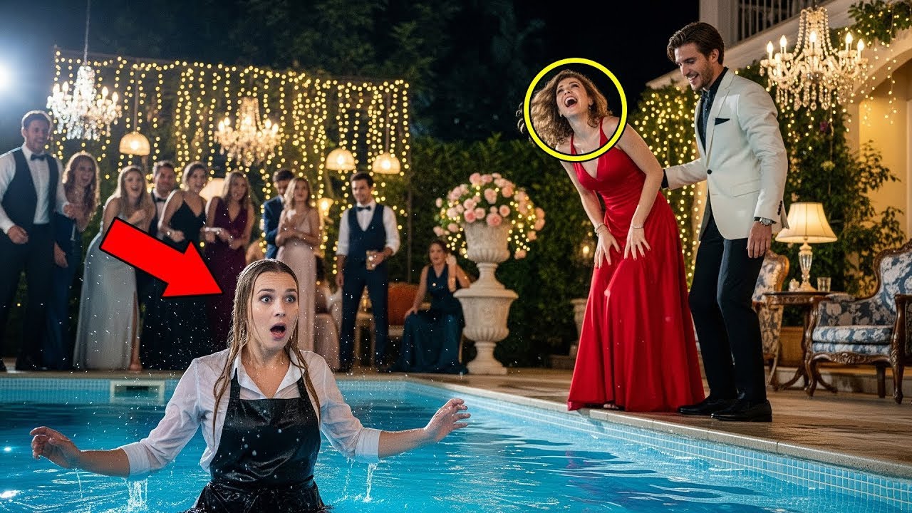 Waitress Pushed Into Pool, Everyone Laughed, Then a Millionaire Steps in, Left Everyone Speec