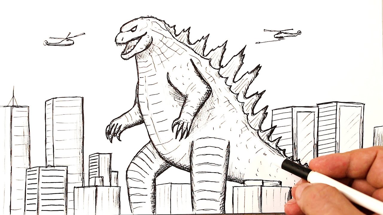 How to draw a Godzilla in city