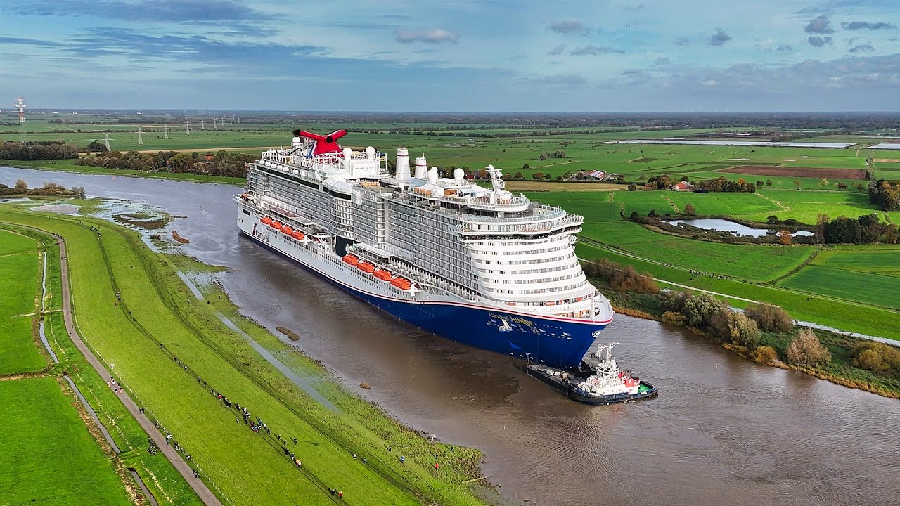 Cruise Ship Escapes a Narrow River | Carnival Jubilee