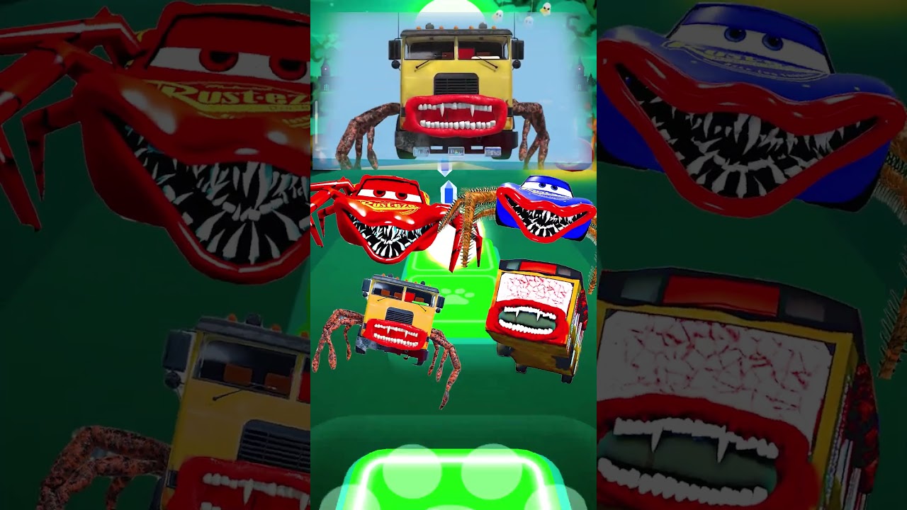 Lightning Mcqueen Eater vs Truck Eater vs Bus Eater  X Tiles hop #shorts