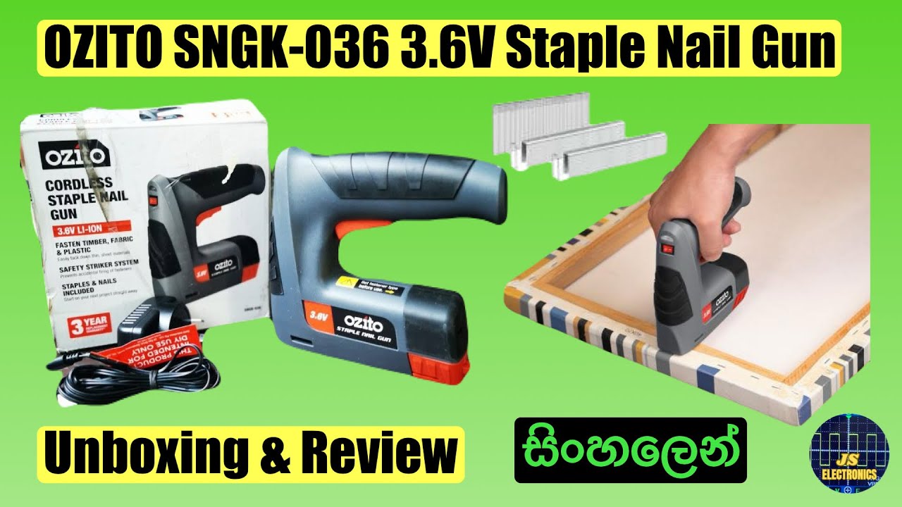 Ozito 3 6V Cordless Staple Nail Gun - Ozito ස්ටේප්ල සහ නේල් ගන් එක ගැන සියලු දේ.