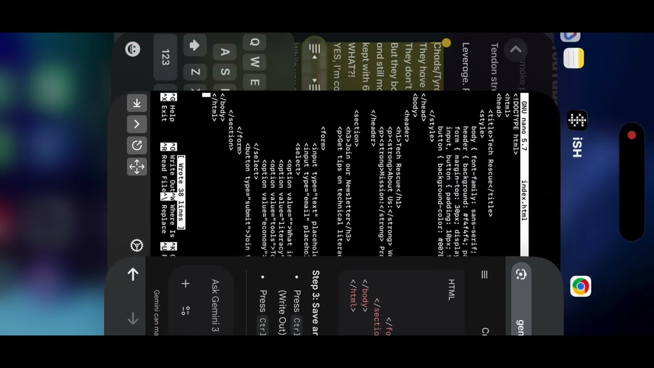 Debugging Writing iSH