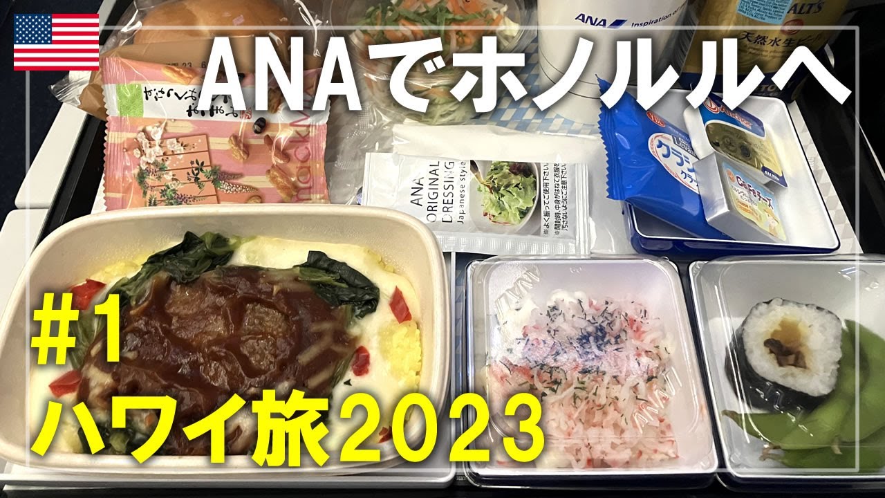 【ハワイ旅】2023#1 ANAホヌのエコノミークラスで成田空港からホノルルへ！美味しい機内食も紹介します Oahu,Hawaii Travel