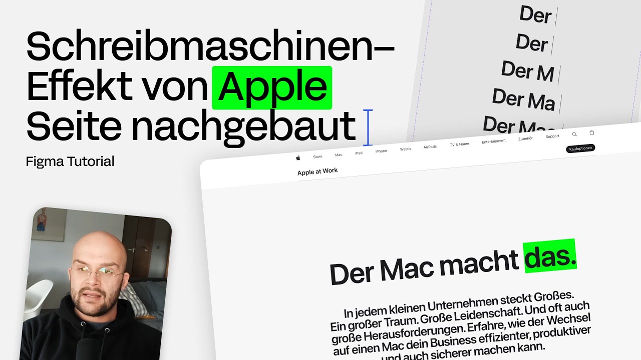 Schreibmaschinen–Effekt von der 𝙈𝙖𝙘 ❤️ 𝘽𝙪𝙨𝙞𝙣𝙚𝙨𝙨 Seite in Figma nachgebaut