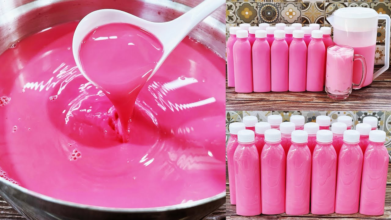 นมเย็น(นมชมพู) สูตร 5 ลิตร ใส่ขวดหรือใส่เหยือก ก็อร่อยหอมหวานมัน สีสวย เก็บได้นาน ทำขายกำไรดีมากๆ