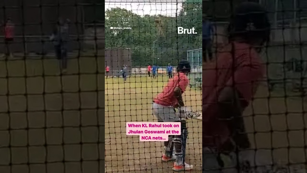 KL Rahul faced Jhulan Goswami at the National Cricket Academy in Bengaluru.