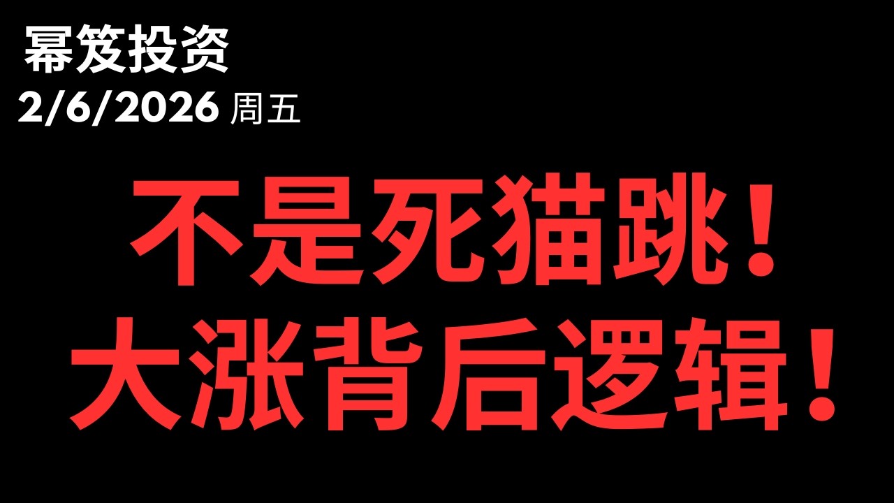 深度复盘今天大涨背后的底层逻辑：这根本不是死猫跳！｜ 第1681期「幂笈投资」2/6/2026