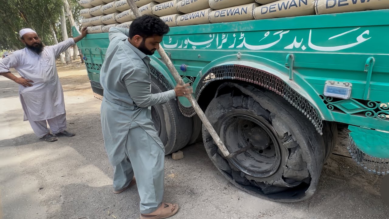 Truck Tyre Explodes on the Road &mdash; Watch How Experts Fix It Fast