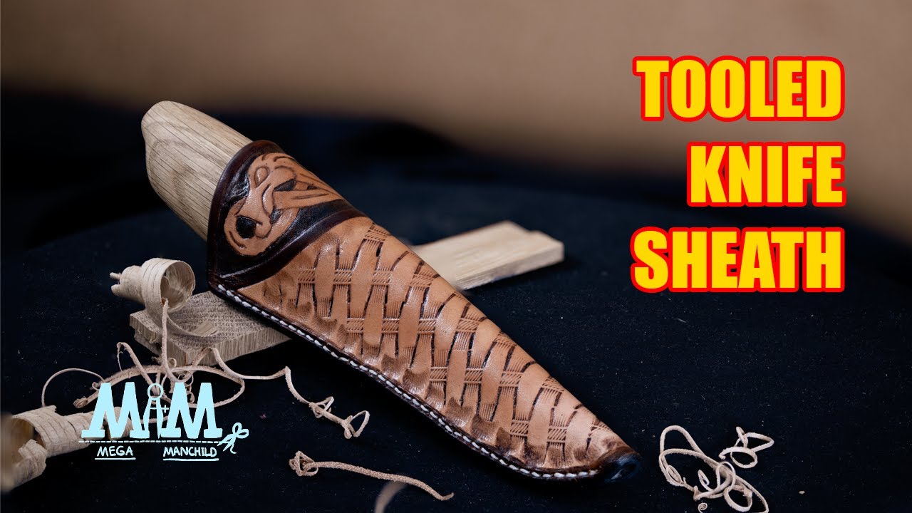 [Leathercraft] Making a tooled knife sheath for our oak handle knife