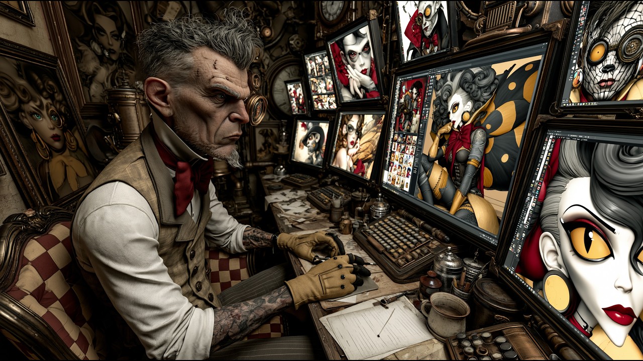 AI Art Steampunk Video | &ldquo;Creator or Critic&rdquo; | Chris & Crystal AI Art | Original Music, 4K