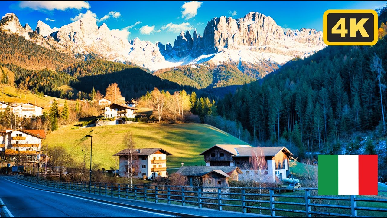 🇮🇹 Scenic Drive in the Dolomites: Snow-Kissed Peaks and Breathtaking Vistas #travel #europe #italy