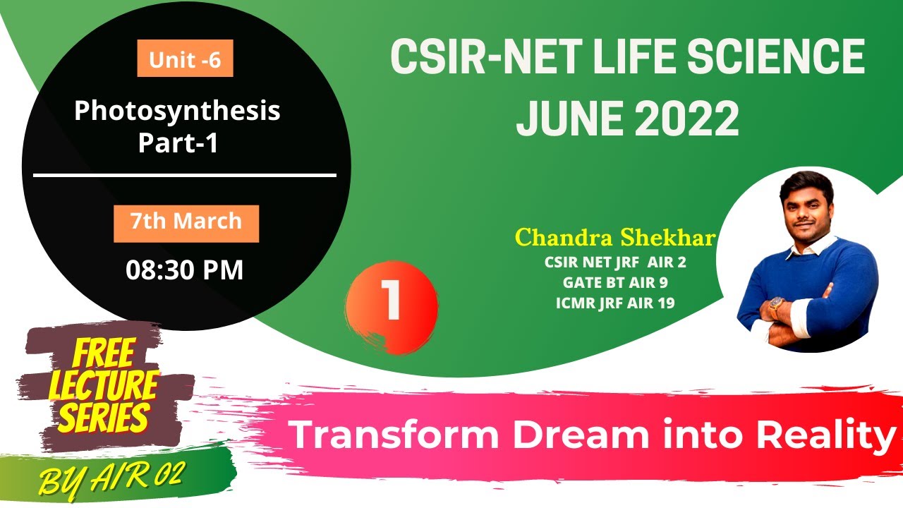 PHOTOSYNTHESIS PART 01 | UNIT - 6 SYSTEM PHYSIOLOGY - PLANT | CSIR - NET LIFE SCIENCES JUNE 2022