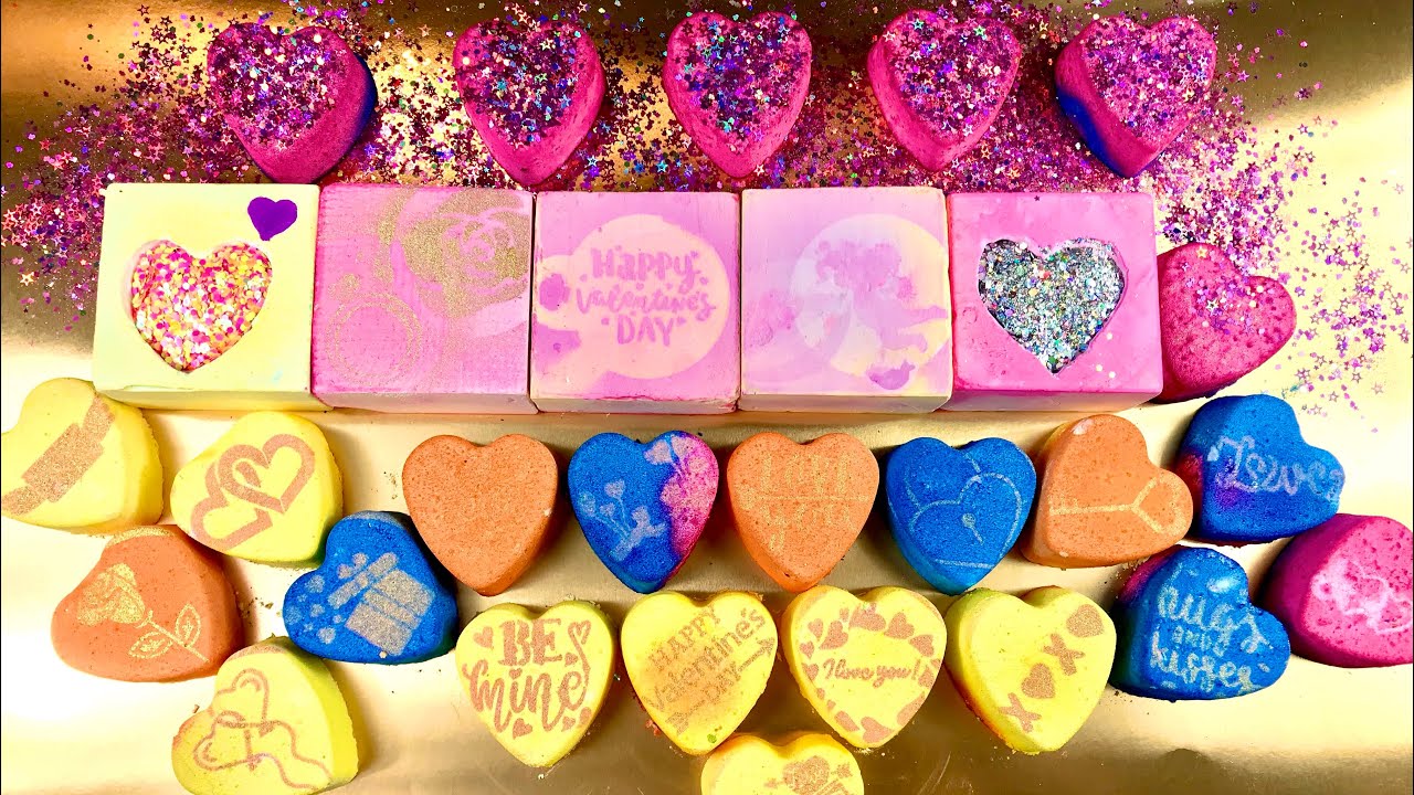 Happy Valentines Day 💛💗💙 | Collab with @DetoxFamilia | Pastel Glitter heart bombs ✨| Fluffy Hearts