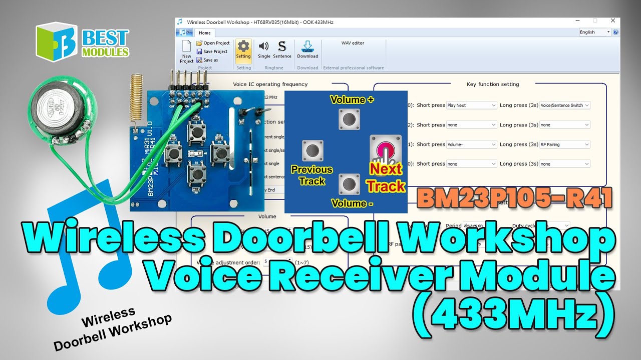 [Output Modules | Household]Wireless Doorbell Workshop Voice Receiver Module (433MHz) BM23P105-R41