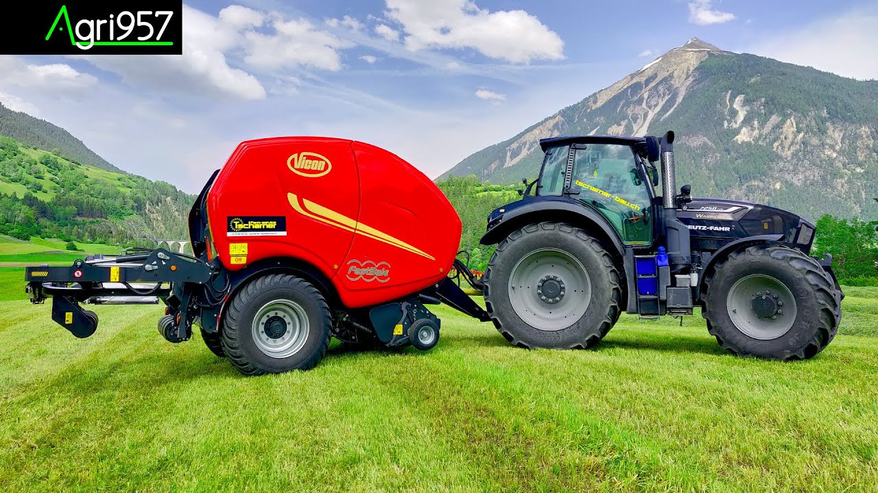NON-STOP ROUND BALING AND WRAPPING in 🇨🇭! VICON FASTBALE & DEUTZ-FAHR TTV 7250 WARRIOR