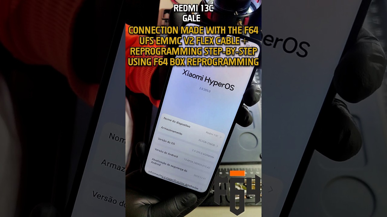 Redmi 13C gale Connection made with the F64 UFS EMMC V2 FLEX Cable + Reprogramming Step-by-Step #f64