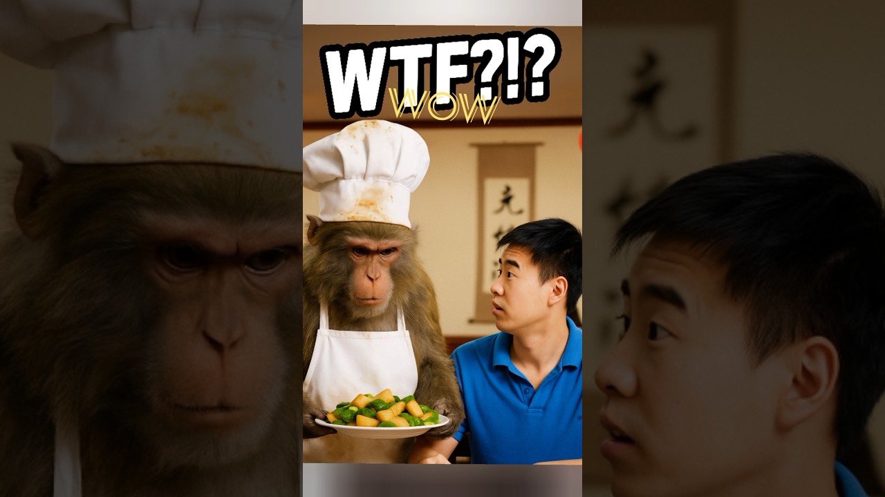 monkeys funny cooking food🔥🍳🙊#viral #sorts #streetfood #challenge  #cooking #funny #food #ai
