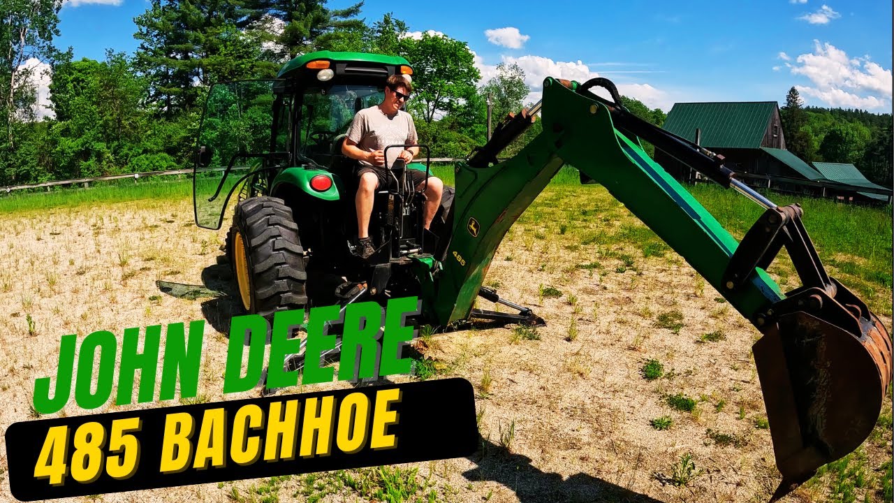 John Deere 485 Backhoe mounting after sitting all winter.