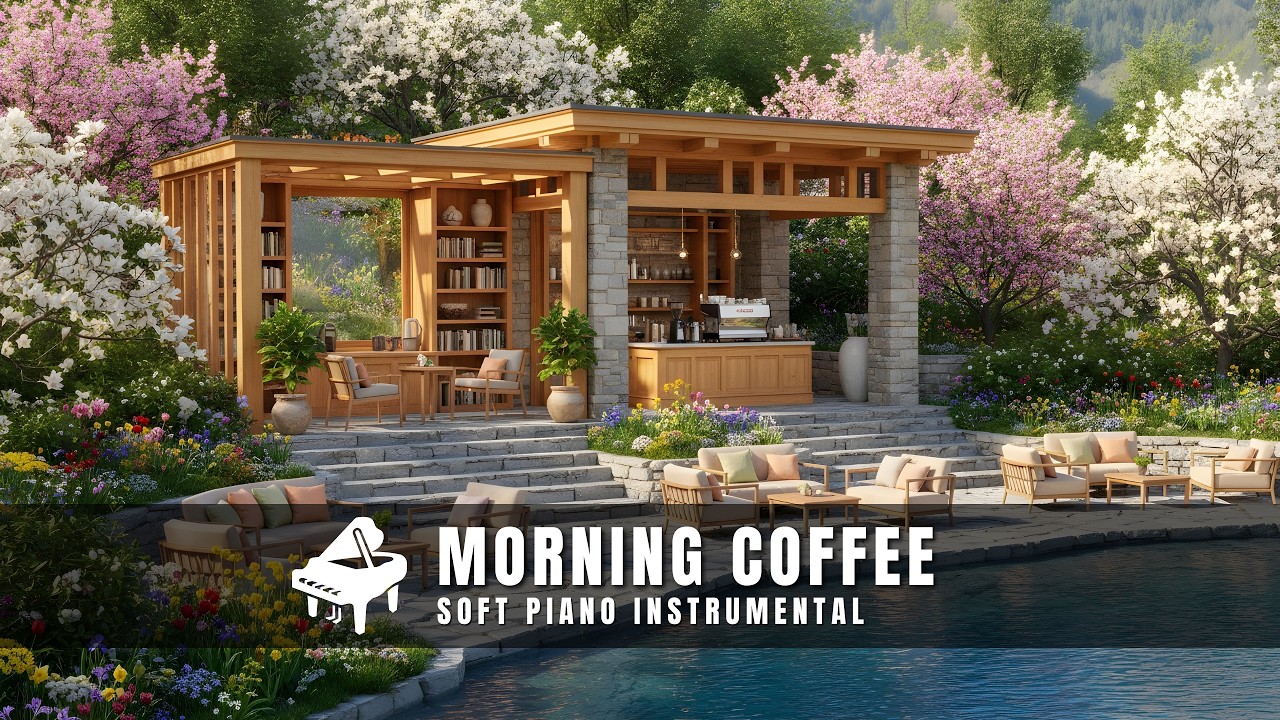 Morning Coffee Piano Instrumental | Peaceful Library Café Ambience for Focus & Relaxation