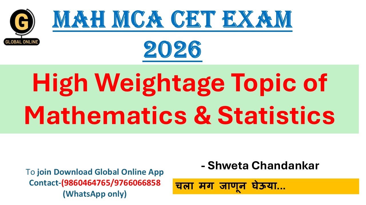 MAH MCA CET Exam 2026|High Weightage Topic of Mathematics & Statistics|By ShwetaChandankar
