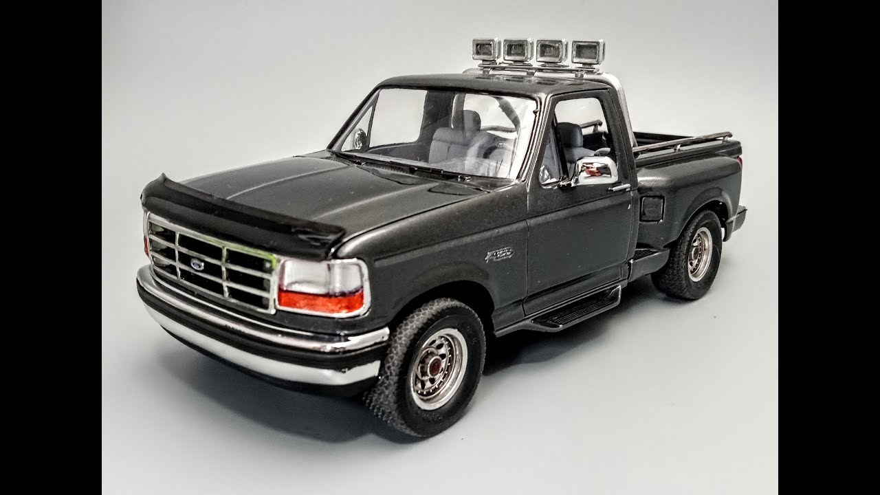 1992 Ford F150 Flare Side Pickup 351 V8 1/25 Scale Model Kit Build How To Assemble Paint Decals OBS