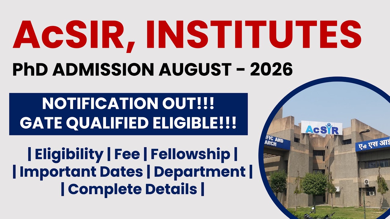 AcSIR PhD Admission August 2026 | Apply Now! | The Researchist