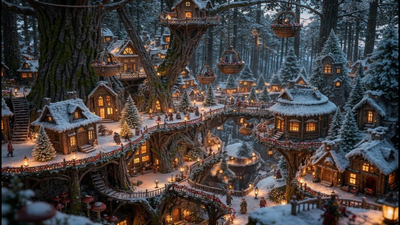 Magical Miniature Christmas Village Enchanted Tiny Forest Winter Holiday Music Cheerful Instrumental