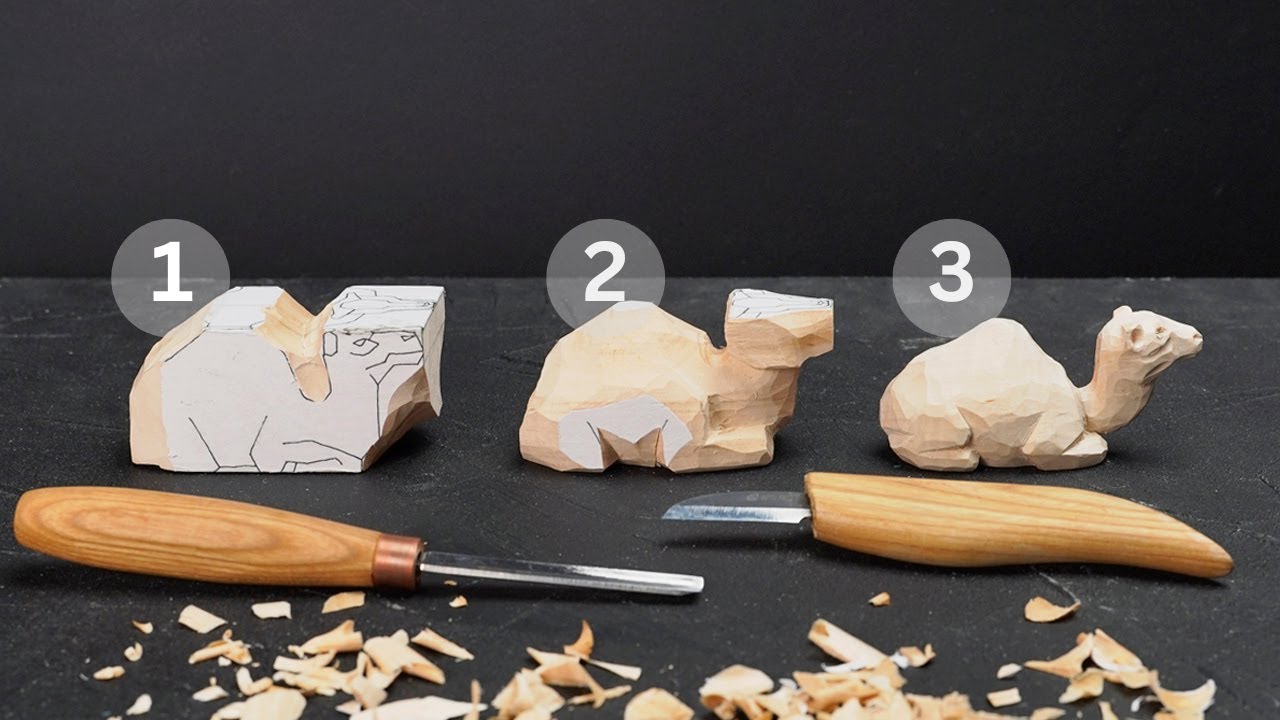 How to carve a Camel figure in 3 steps? I Easy Wood Carving for Beginners