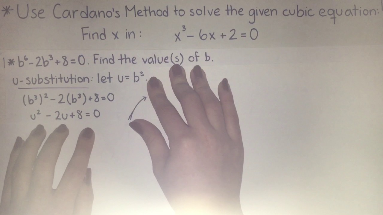 Using Cardano's Method to Solve A Depressed Cubic Equation: by Yarinet Rivera