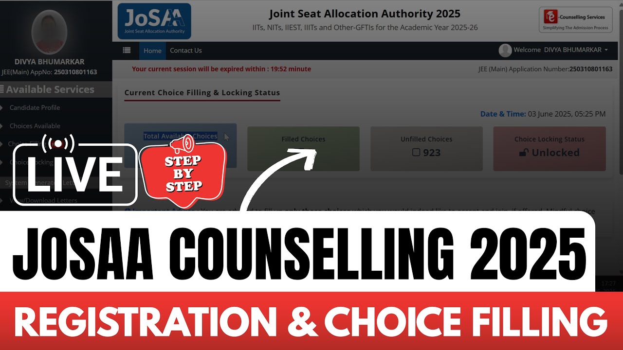 josaa counselling 2025 step by step live registration and choice filling 🔥| josaa registration 2025