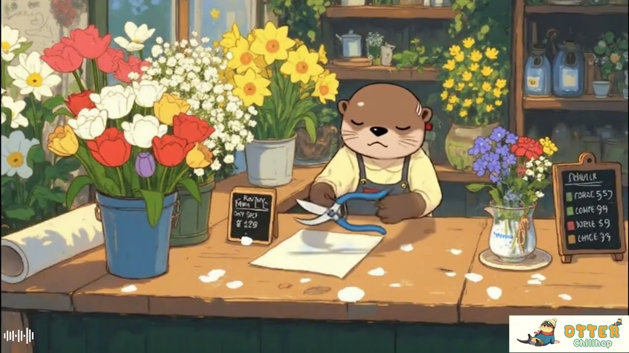 🦦🌸 Otter Selling Flowers in Spring | Gentle Chill Lofi to Relax Your Mind, Reduce Stress