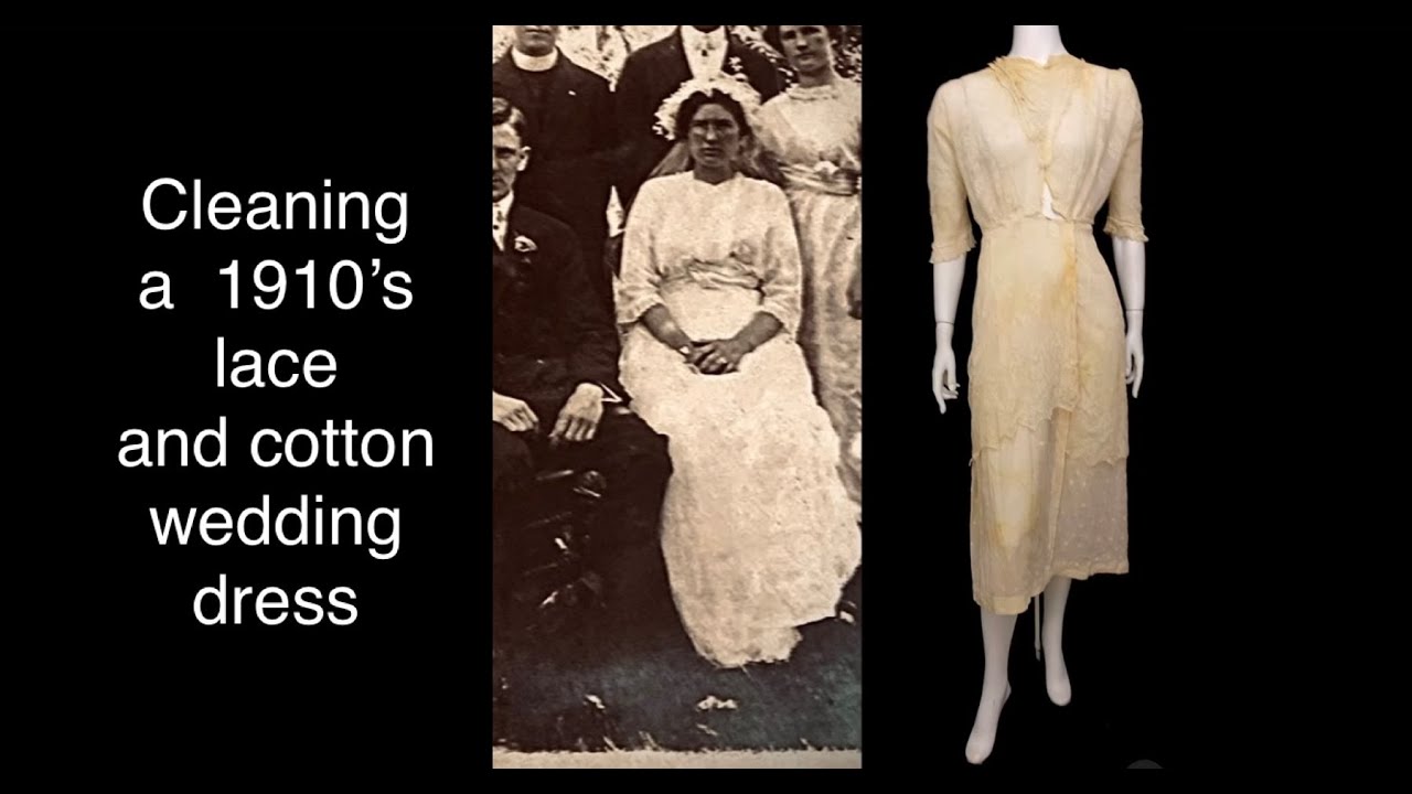 Чистка свадебного платья в эдвардианском стиле 1910-х годов.