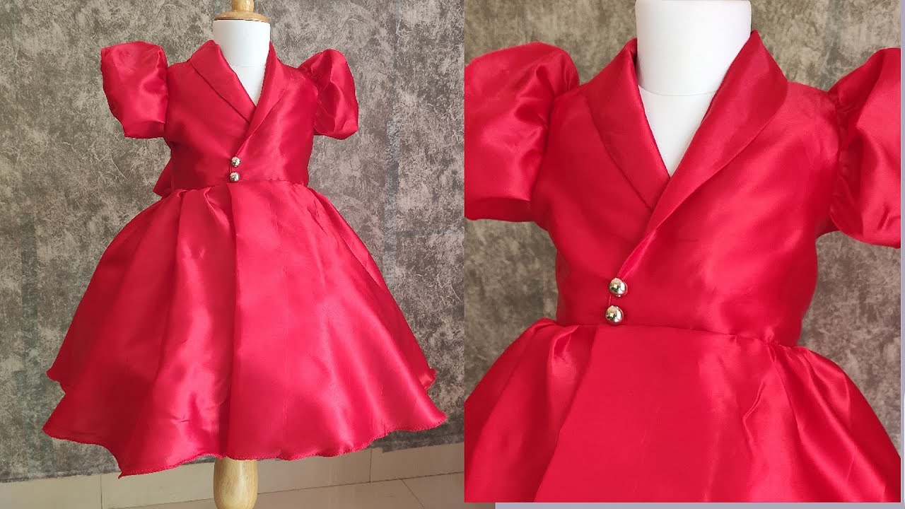 DIY : Baby Frock Cutting and Stitching / Coat Collar Frock Cutting and Stitching / Collar neck frock
