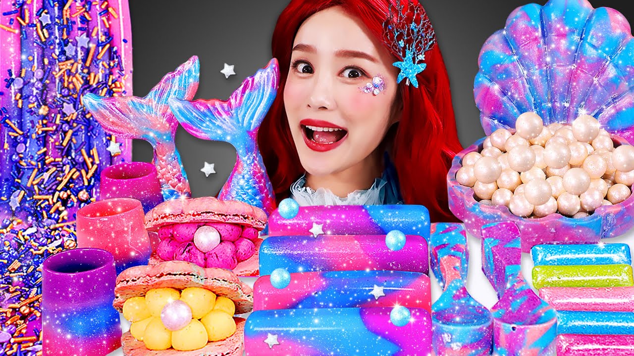 ASMR Mermaid Desserts Pearl Mukbang JiniYum