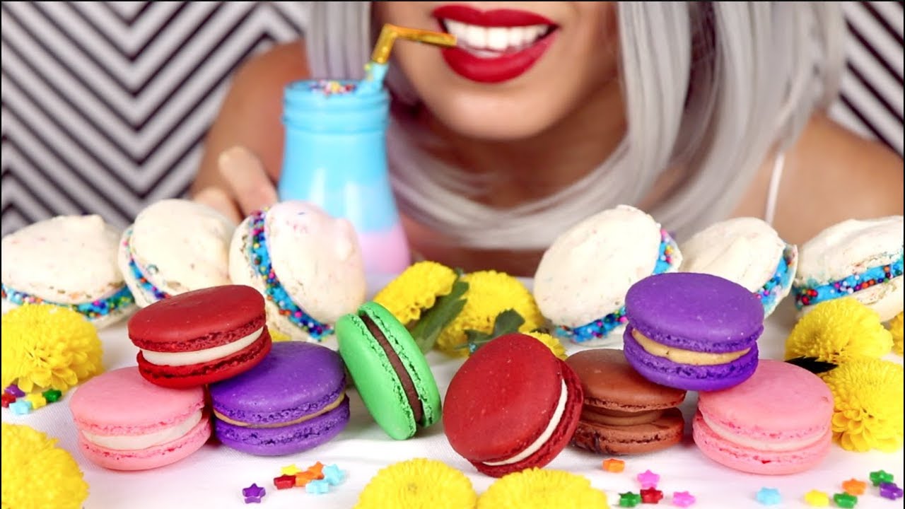 ASMR Eating Macarons |Dessert ft. Unboxing + DIY Recipe | *Whispering*