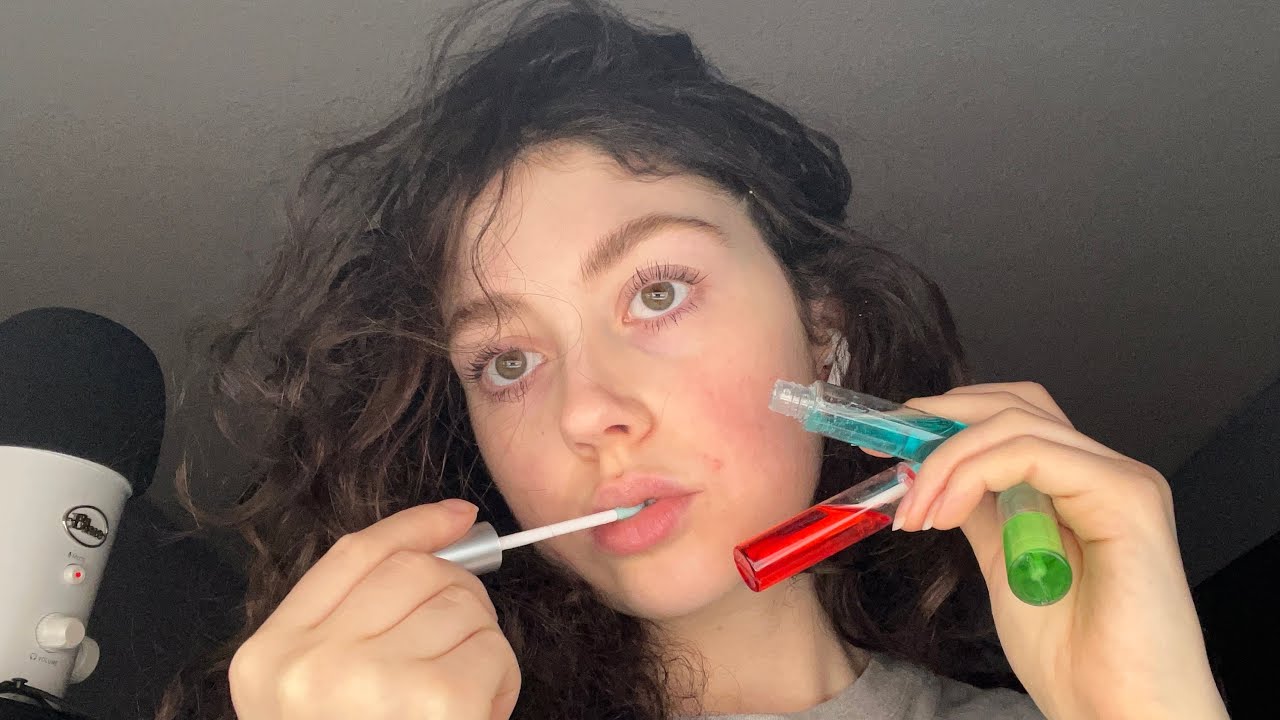 asmr edible lip gloss mouth sounds 👄 + tongue swirls 👅