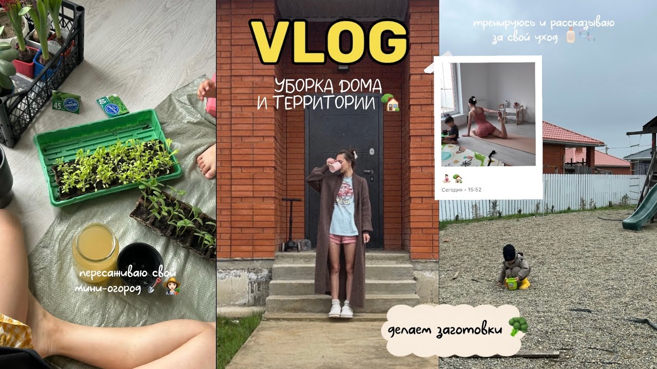 VLOG//Уборка и заготовки🧺/Пересадка огурцов 🌱/ Покупки, тренировки и новые бьюти баночки🧴