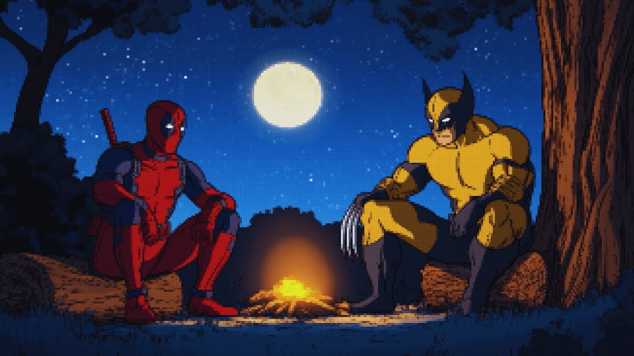 🔥 Deadpool & Wolverine Under the Moonlight 🌙 | Relaxing Lofi Beats by the Campfire 🎶