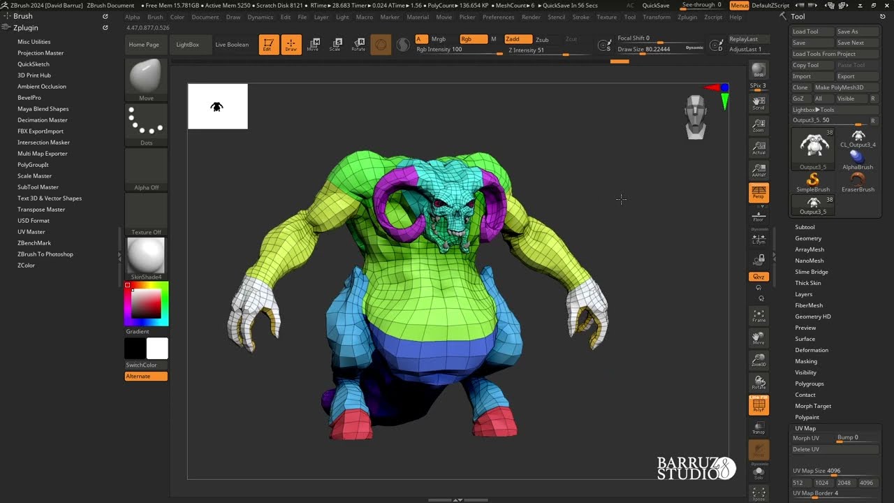 Cómo exportar mapas con UVs UDIM desde ZBrush