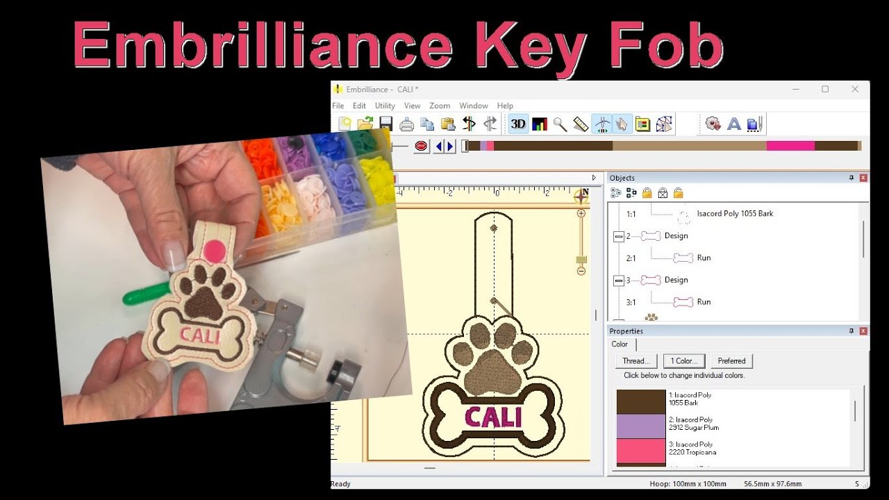 Customized Key Fob using Embrilliance From START to FINISH