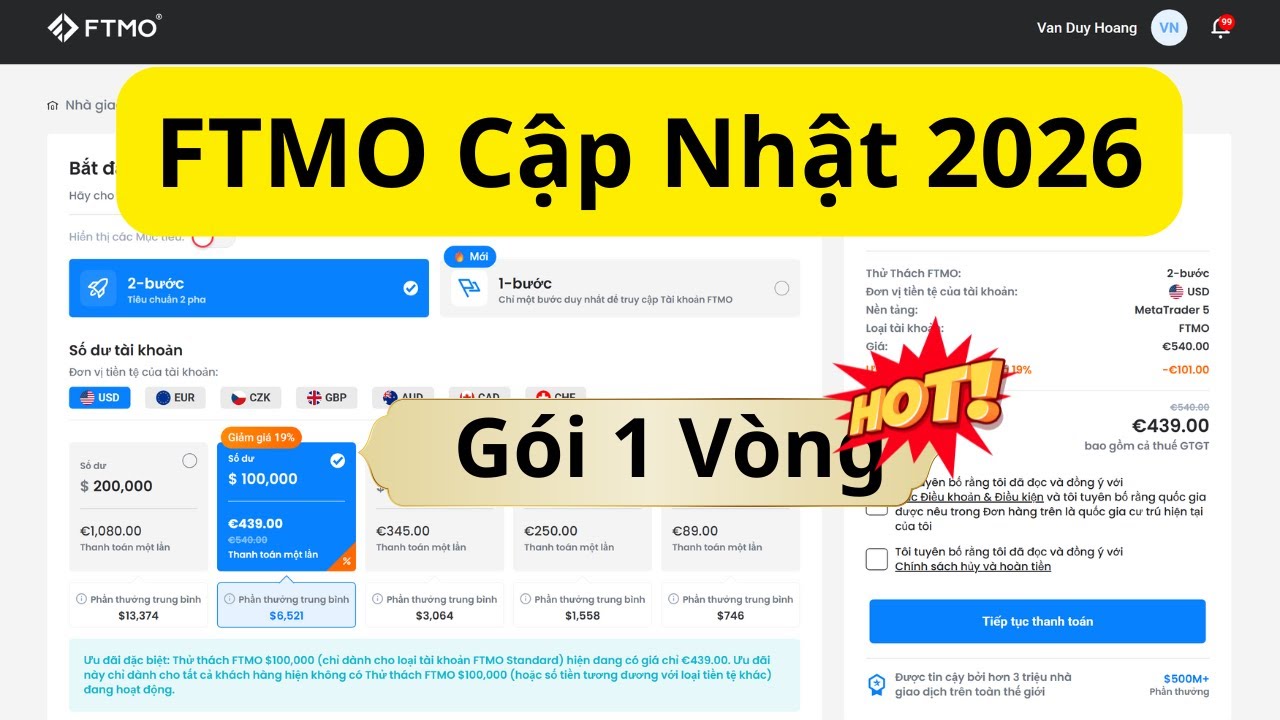 Cập Nhật FTMO 2026 - G&oacute;i 1 Step v&agrave; Swing max 25k