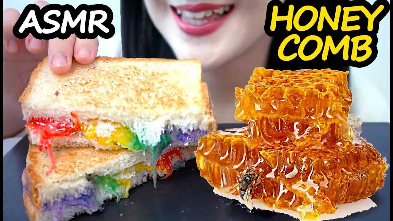 벌집꿀 무지개토스트 리얼사운드 먹방 ASMR HONEYCOMB RAINBOW CHEESE TOAST (EATING SOUNDS) NO TALKING MUKBANG