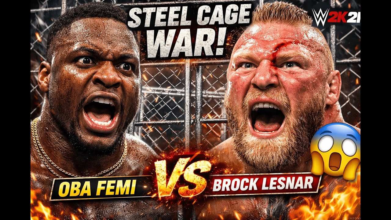 Oba Femi vs Brock Lesnar – STEEL CAGE WAR 😱 | WWE 2K25 Full Match (4K 60FPS)