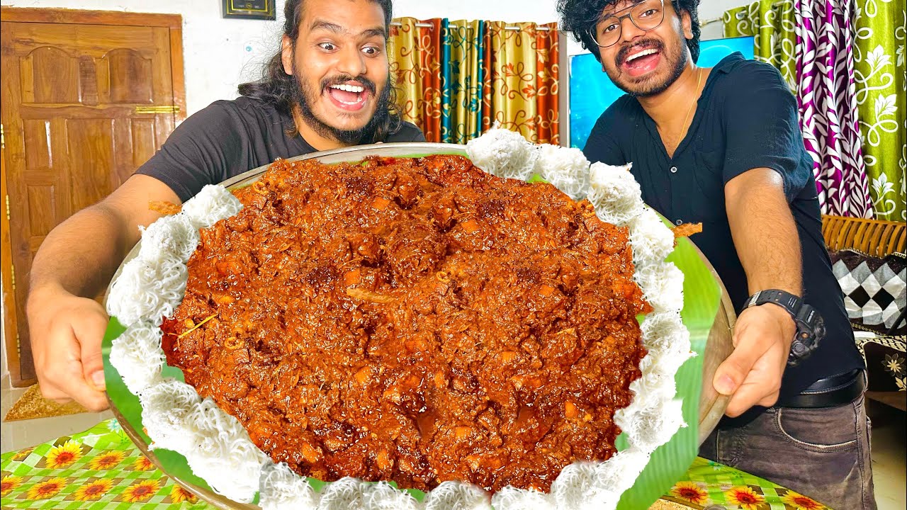 Kerala style 😱 muttoncurry and idiyappam | cooking and eating