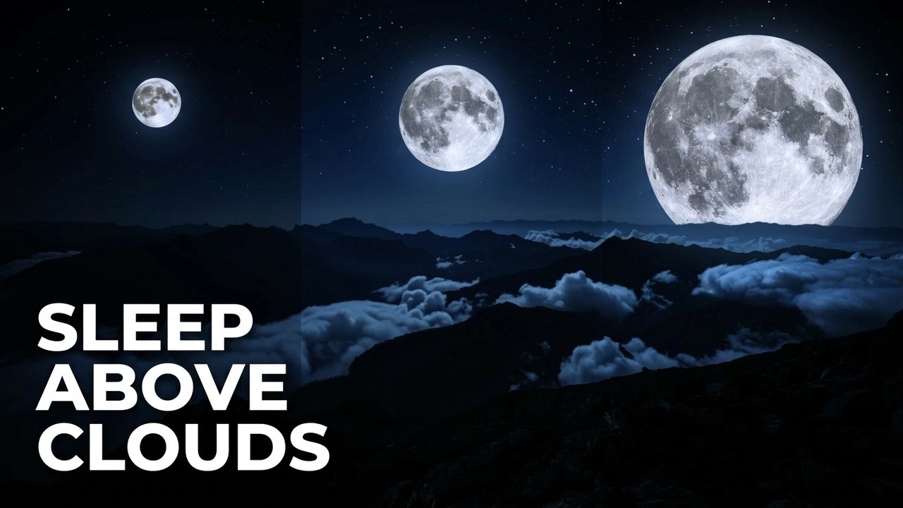 Full Moon Serenity above the clouds | Peaceful Night Music for Deep Sleep 10H